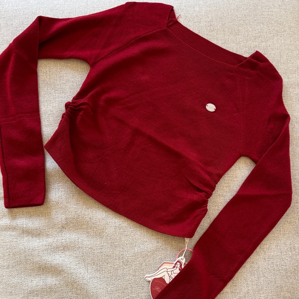 Red Long Sleeve Knit Top